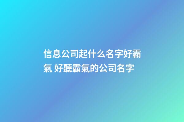 信息公司起什么名字好霸氣 好聽霸氣的公司名字-第1張-公司起名-玄機派